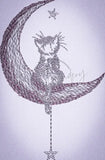 Moon Kitty Sketch Style 3.86 X 2.53 (98mm X 64.3mm)