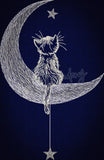 Moon Kitty Sketch Style 9.38 X 6.12 (238.3mm X 155.5mm)