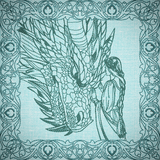 Once Upon A Time Quilt Square - Princess and Dragon