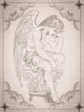 Fallen Angel Statue Sketch