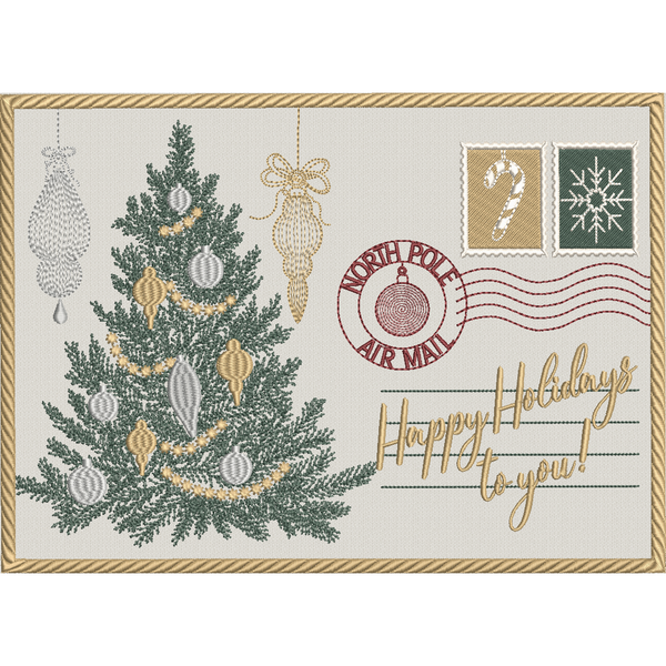 Happy Holidays Postcard (Applique) – EmFreudery Designs