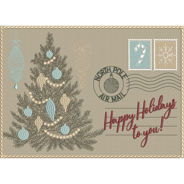 Happy Holidays Postcard (Applique)
