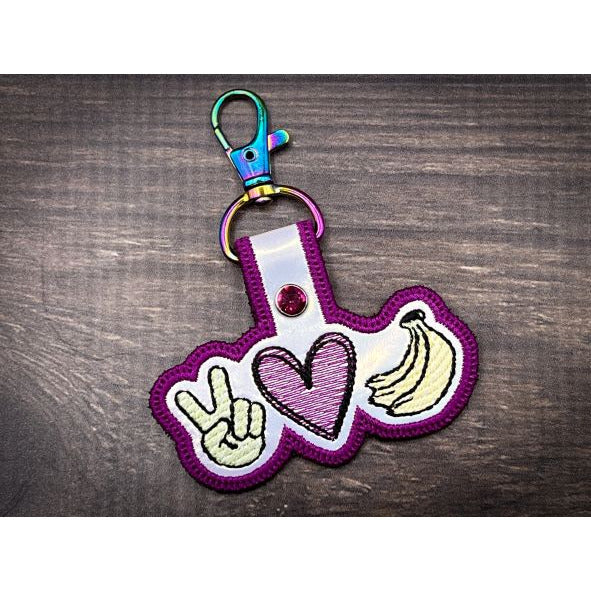 Keychain - Peace, Love, Bananas