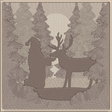 Santa and Deer Silhouette