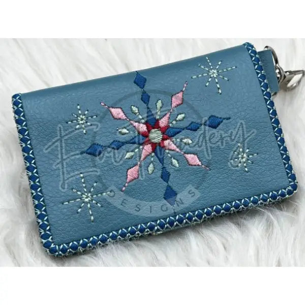 Bi-Fold Zip Wallet - Retro Snowflake