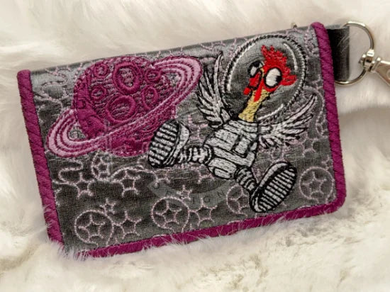 Bi-Fold Zip Wallet - Space Chicken