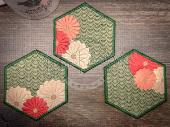 Coaster Set - Satin Flowers