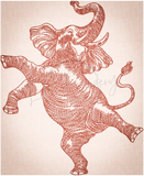 Dancing Elephant 6.14 X 5.04 (156mm X 128mm)