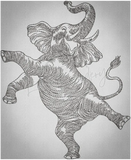 Dancing Elephant 7.44 X 6.10 (189mm X 154.9mm)