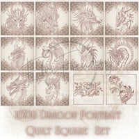 Dragon Selfie Portrait Quilt Squares - Full Set 10X10