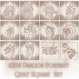 Dragon Selfie Portrait Quilt Squares - Full Set 10X10