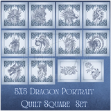 Dragon Selfie Portrait Quilt Squares - Full Set 5X5