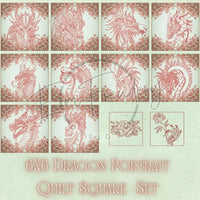 Dragon Selfie Portrait Quilt Squares - Full Set 6X6