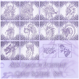 Dragon Selfie Portrait Quilt Squares - Full Set 8X8