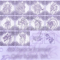 Dragon Selfie Portrait Quilt Squares - Full Set 8X8