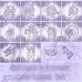 Dragon Selfie Portrait Quilt Squares - Full Set 8X8