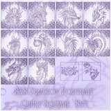 Dragon Selfie Portrait Quilt Squares - Full Set 8X8