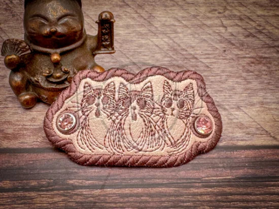 Hair Barrette Cover - 3 Kitties