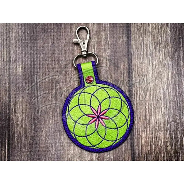 Keychain - Quilted Circle Flower