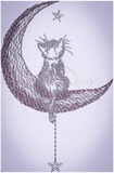 Moon Kitty Sketch Style 3.86 X 2.53 (98mm X 64.3mm)