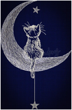 Moon Kitty Sketch Style 9.38 X 6.12 (238.3mm X 155.5mm)