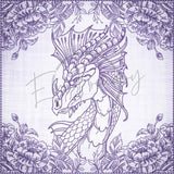 Quilt Square - Dragon Selfie Portrait 2 7.77 X 7.80 (197.4mm X 198.1mm)
