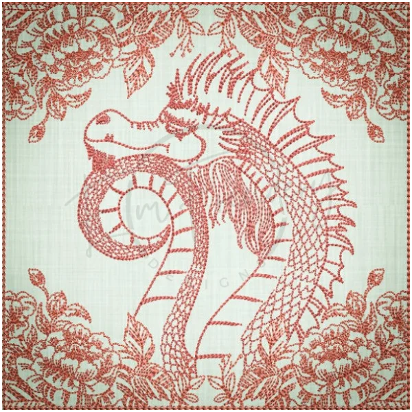 Quilt Square - Dragon Selfie Portrait 5 – EmFreudery Designs