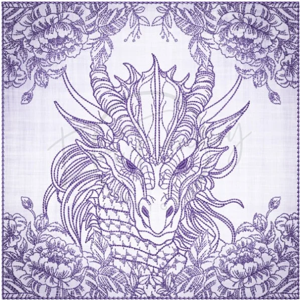 Quilt Square - Dragon Selfie Portrait 9 – EmFreudery Designs