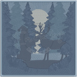 Santa And Deer Silhouette 10.02 X