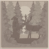 Santa And Deer Silhouette 7.80 X 7.81