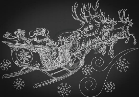 Santa’s Sleigh Sketch 9.25 X 13.25 (235Mm 336.6Mm)