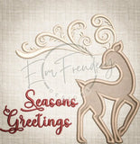 Seasons Greetings Reindeer Applique 4.96 X 5.31 (126Mm 134.9Mm)