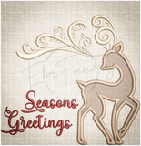 Seasons Greetings Reindeer Applique 4.96 X 5.31 (126Mm 134.9Mm)
