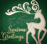 Seasons Greetings Reindeer Applique 7.25 X 7.78 (184.2Mm 197.6Mm)