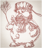 Snowman Sketch 8.88 X 7.68 (225.6mm X 195.1mm)
