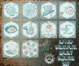 Steampunk Quilt Squares- Full Set 10.00 X 10.00 (254mm X 254mm)