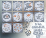 Steampunk Quilt Squares- Full Set 6.00 X 6.00 (152.4mm X 152.4mm)