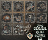 Steampunk Quilt Squares- Full Set 7.79 X 7.79 (198mm X 198mm)