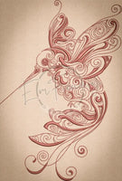Swirly Hummingbird 11.38 X 7.69 (289.1mm X 195.3mm)