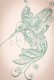 Swirly Hummingbird 7.02 X 4.74 (178.3mm X 120.4mm)