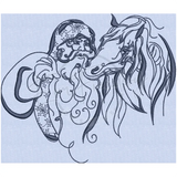 Swirly Santa & Horse 6.11 X 7.16