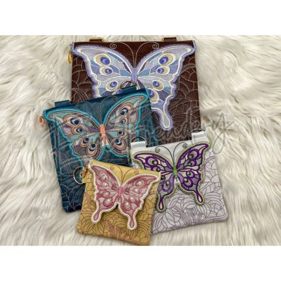 Topzip Flap Bag - Stained Glass Butterfly