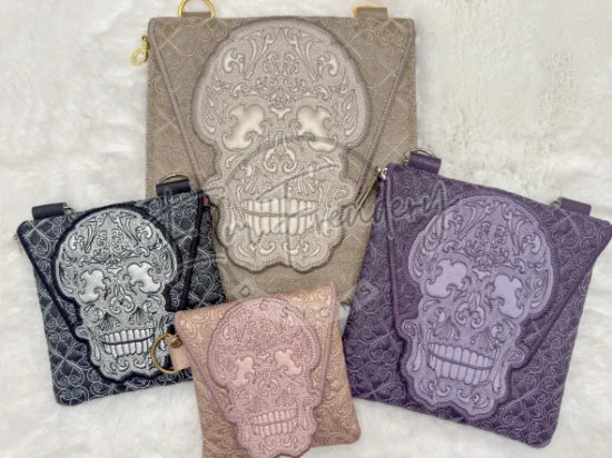 TopZip Flap Bag - Trapunto Skull