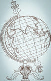 Vintage Globe Outline 9.70 X 6.11 (246.4mm X 155.2mm)