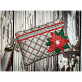 Zipbag - Quilted Christmas Poinsettia 4.95 X 6.89