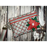 Zipbag - Quilted Christmas Poinsettia 4.95 X 6.89