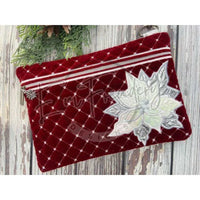 Zipbag - Quilted Christmas Poinsettia 7.10 X 9.96