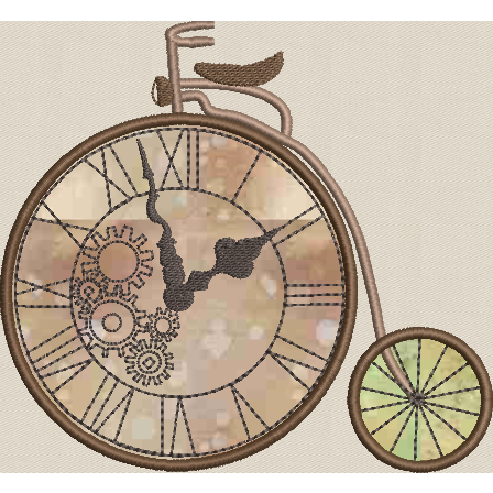 Vintage Clockwork Bicycle Applique