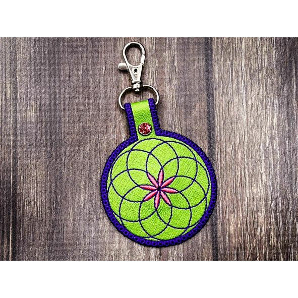 Keychain - Quilted Circle Flower